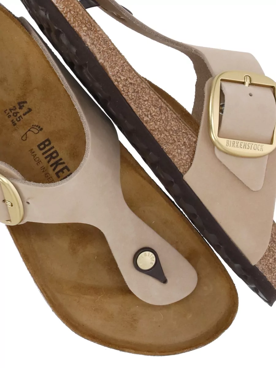 Birkenstock Leather Flat Sandals Open Round Toe