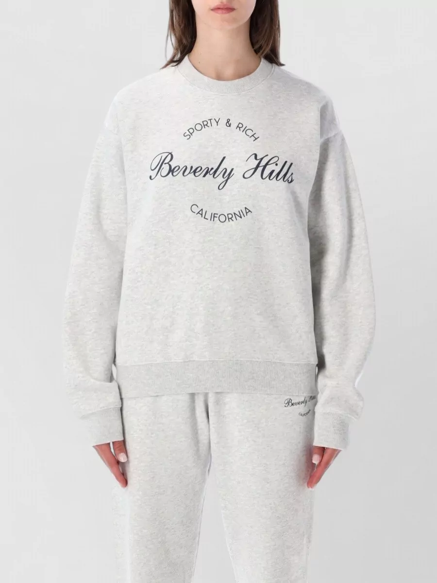 Sporty & Rich Cotton Logo-Print Oversized Crewneck Sweatshirt