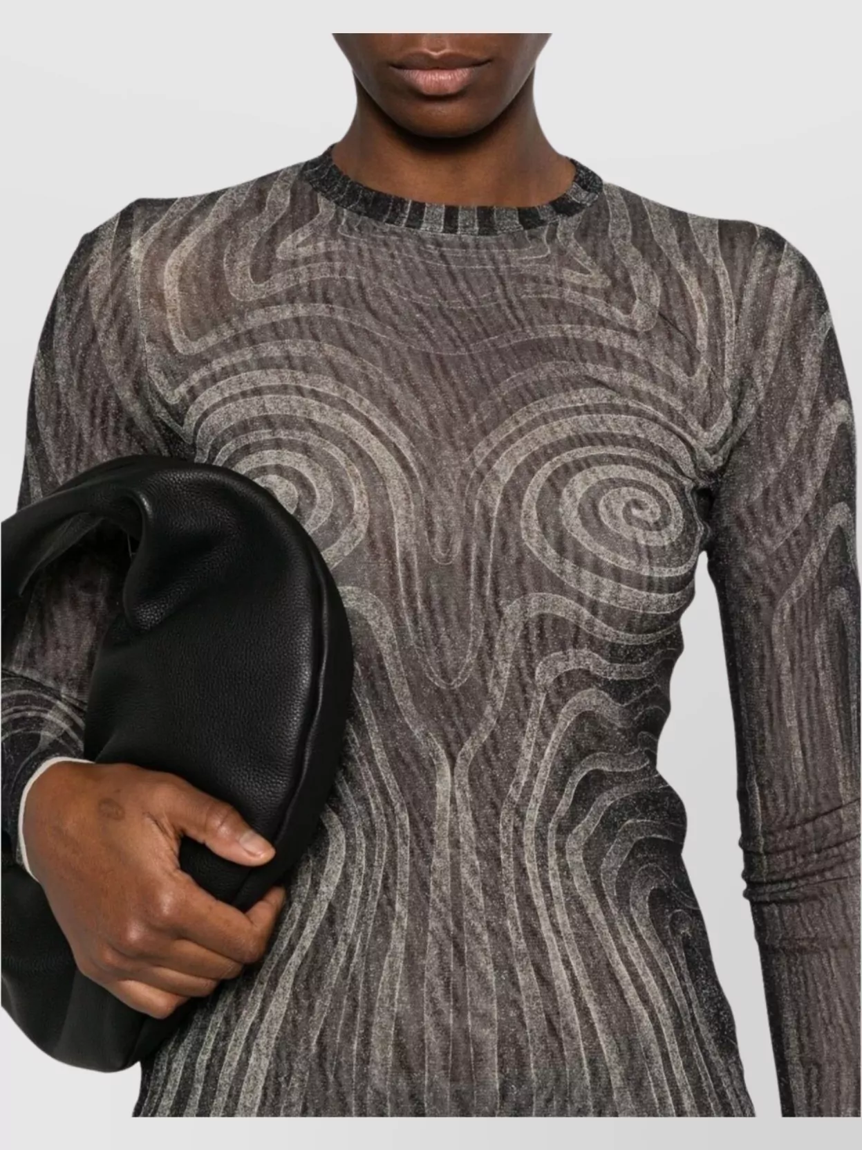 Jean Paul Gaultier Crew Neck Sheer Fabric Spiral Print