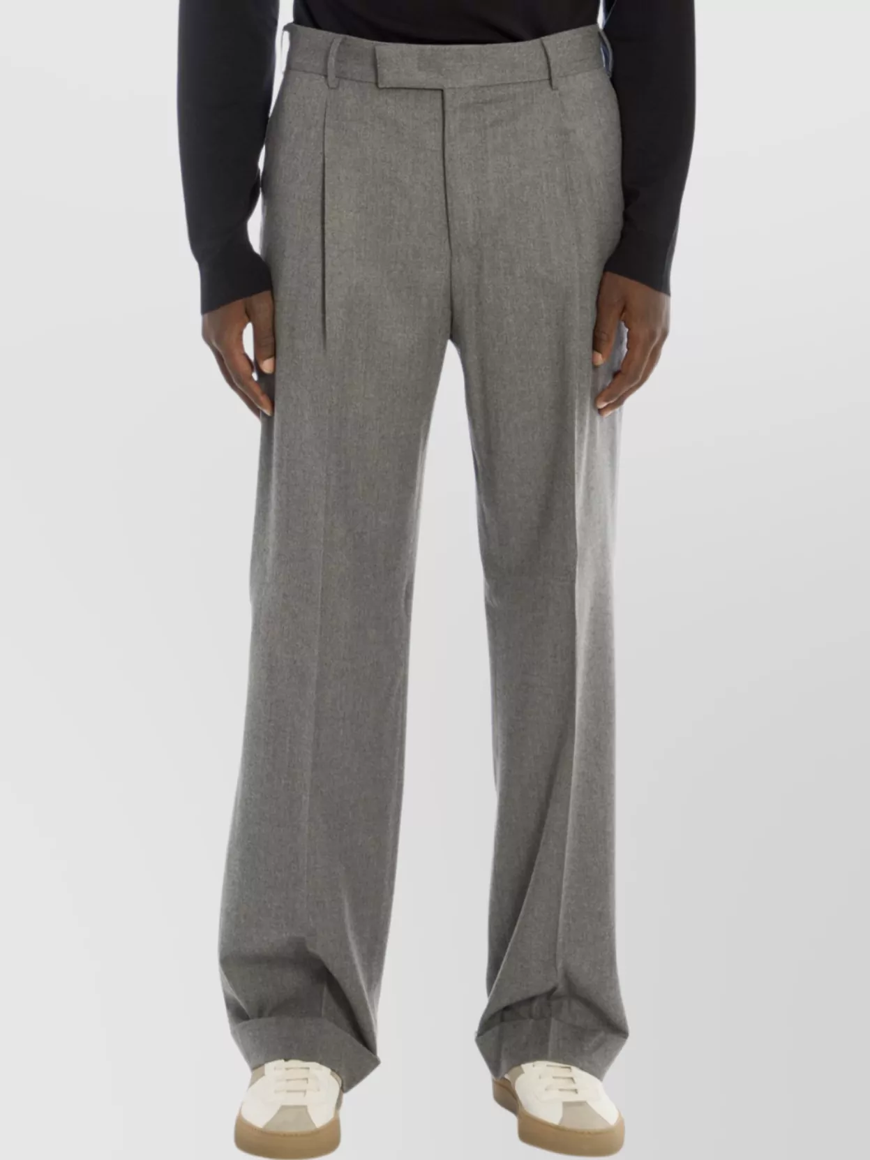 Pt Torino Wool And Silk Blend Wide Leg Trousers In Gray