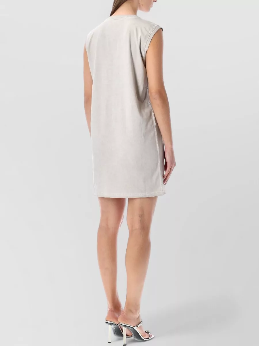 Diesel Modern Cotton Sleeveless T-shirt Dress In Gray