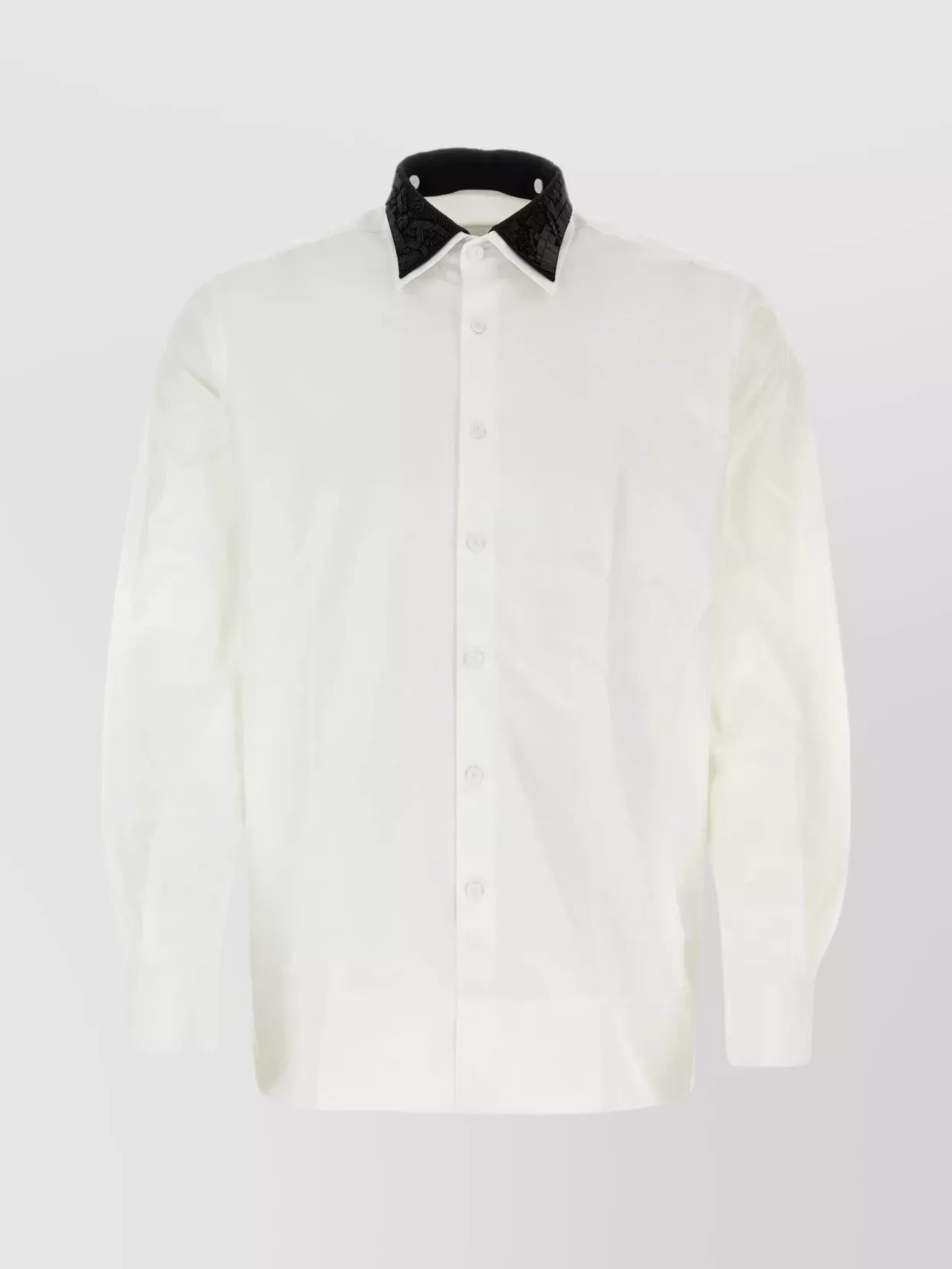 Shop Prada Cotton Poplin Shirt With Detachable Sequined Collar In Black