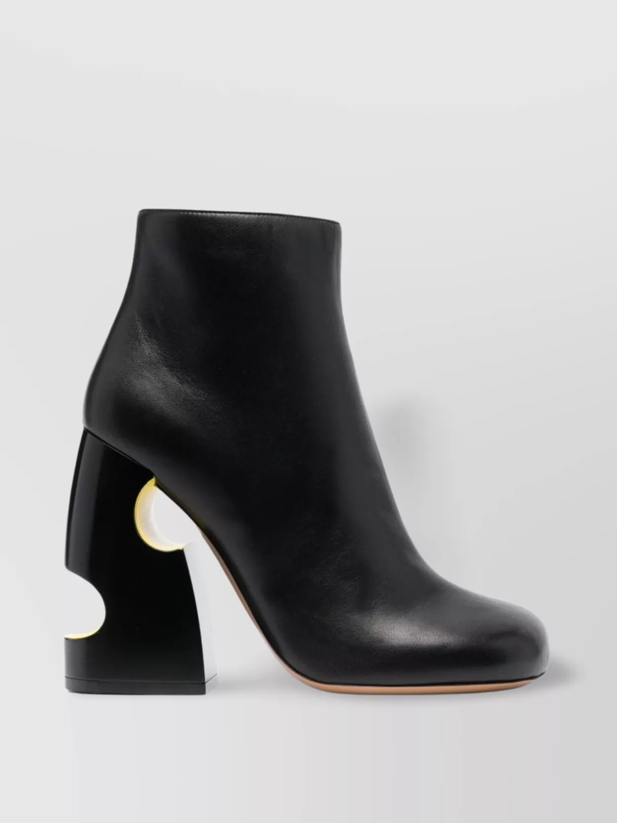 Shop Off-white Heeled Leather Boots With Square Toe In Black