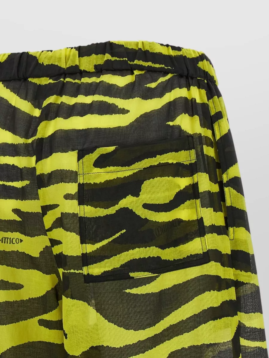 The Attico Cotton Animal-Print Wide-Leg Trousers