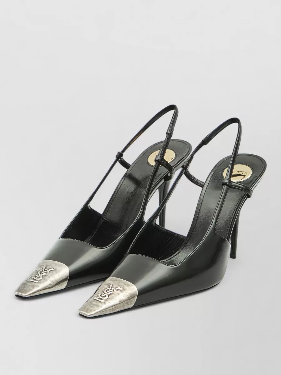 Saint Laurent Jeanne Backless Leather Pumps Square Toe