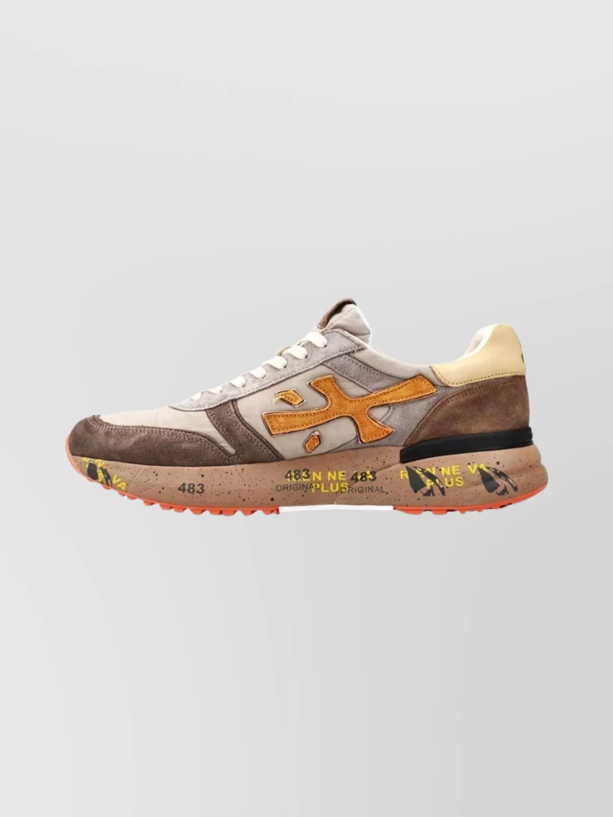 Premiata Logo Sneakers With Round Toe And Panels