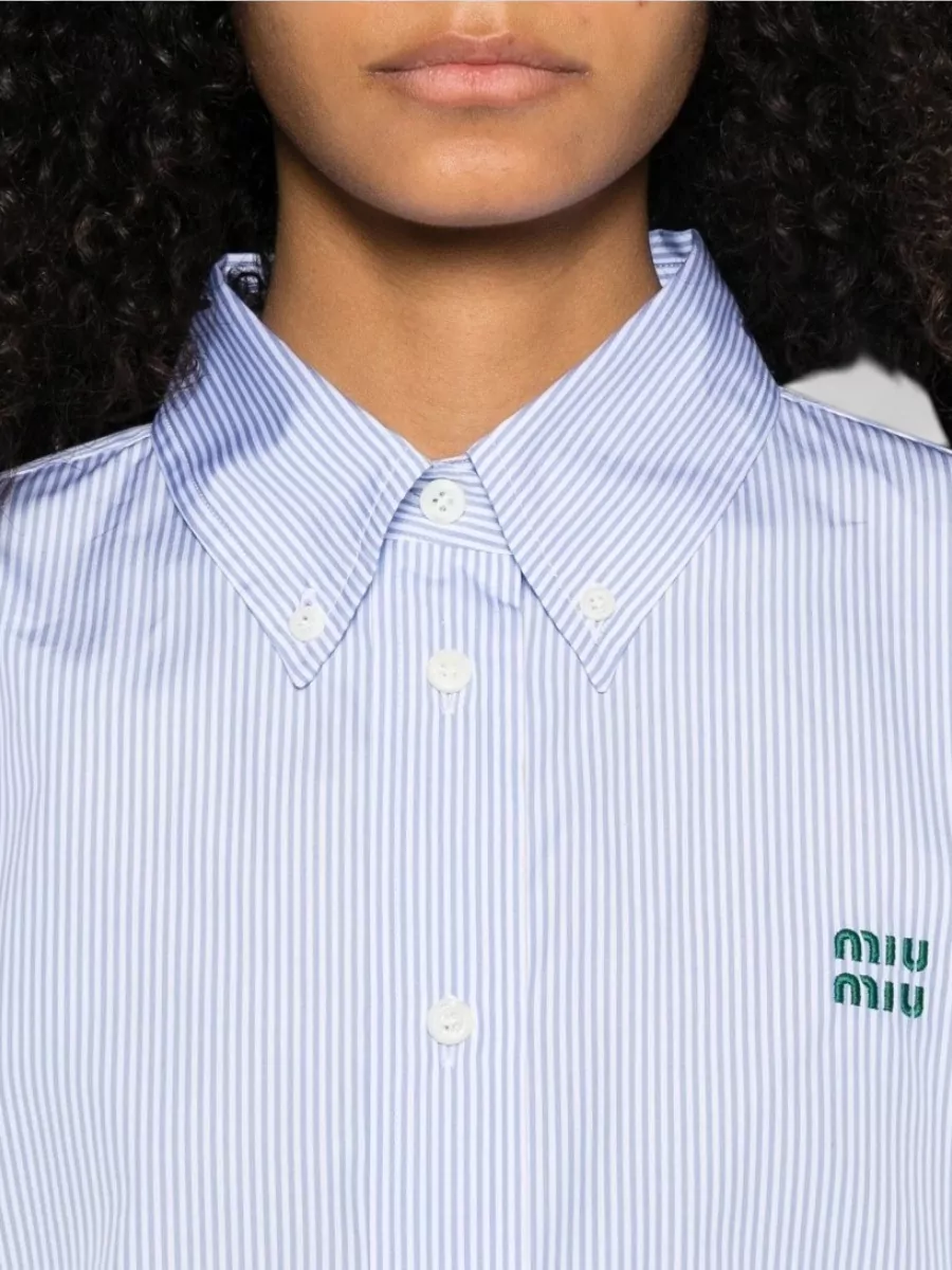 Miu Miu Shirt Button Down Collar Long Sleeves Stripes