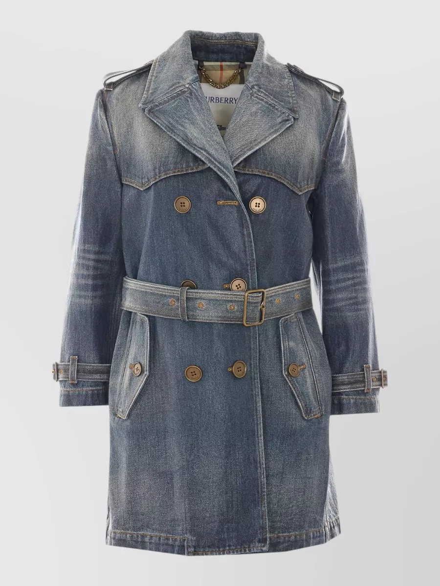 Burberry Denim double-breasted belted jacket