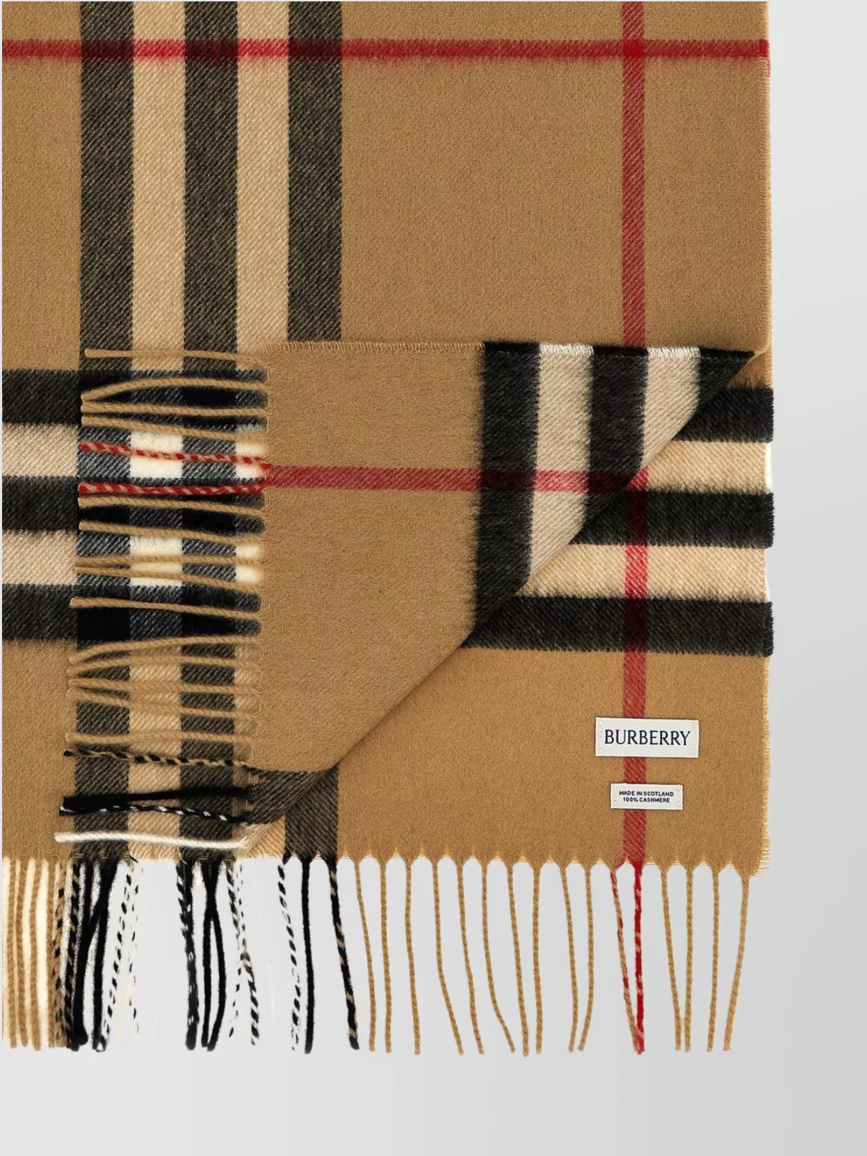 Burberry Cashmere Scarf With Check Pattern And Fringe