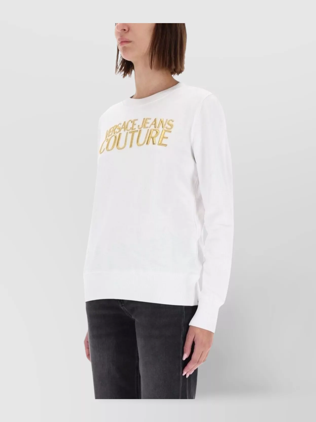 Versace Jeans Couture Ribbed Hem Long Sleeve Crew Neck Knitwear