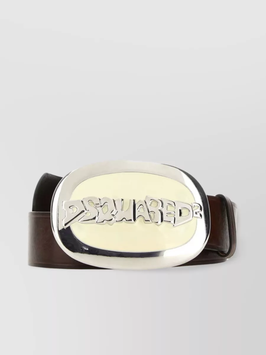 Shop Dsquared2 Adjustable Pebble Leather Belt In Cream