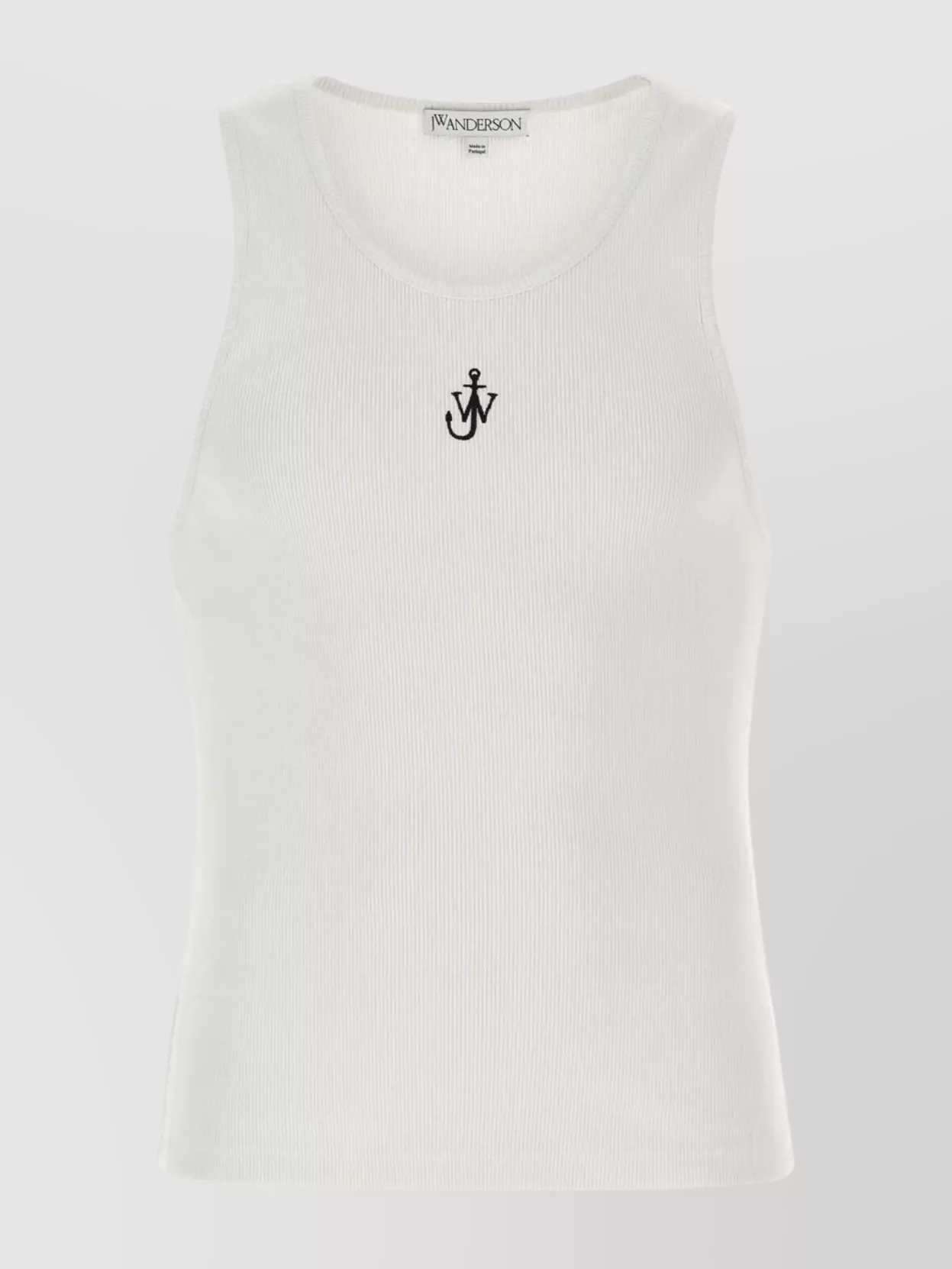 Shop Jw Anderson Anchor Cotton Ribbed Sleeveless Top In White