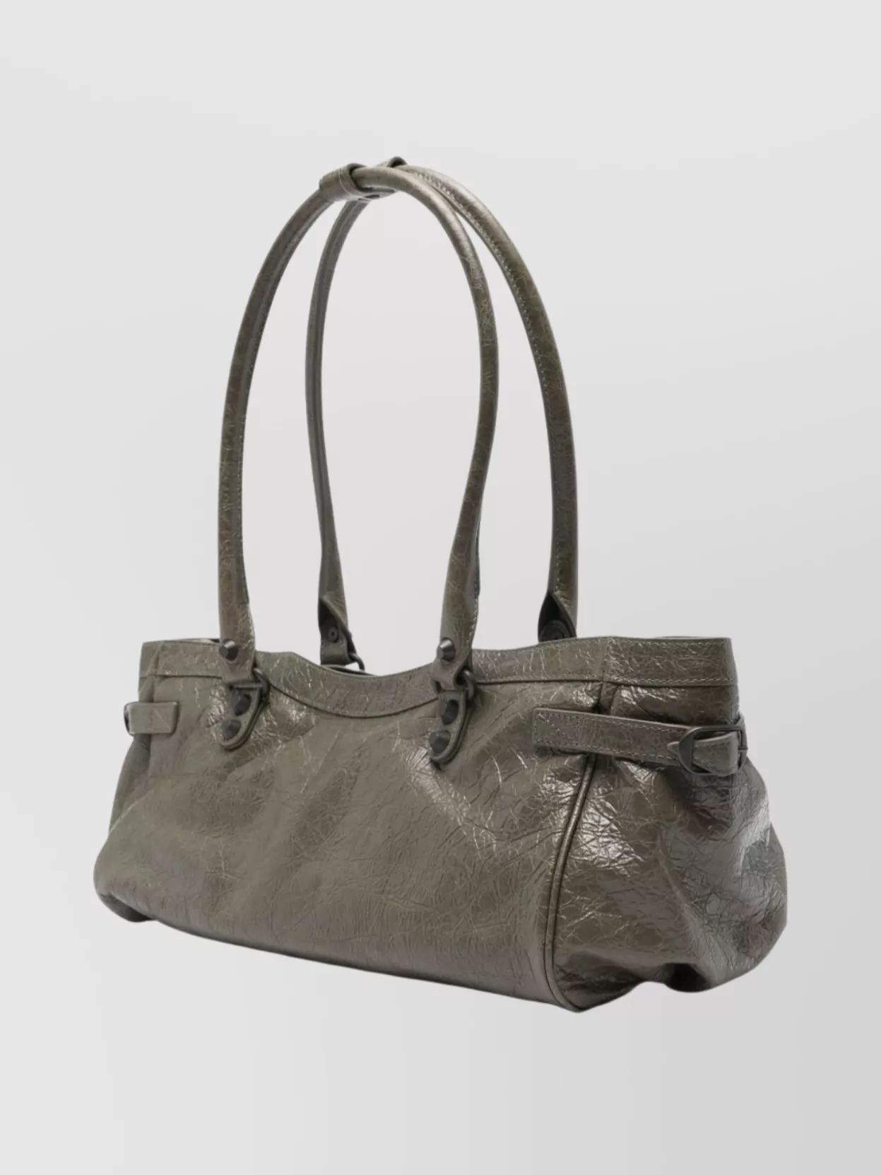 Balenciaga Leather Shoulder Bag With Buckle And Double Handles