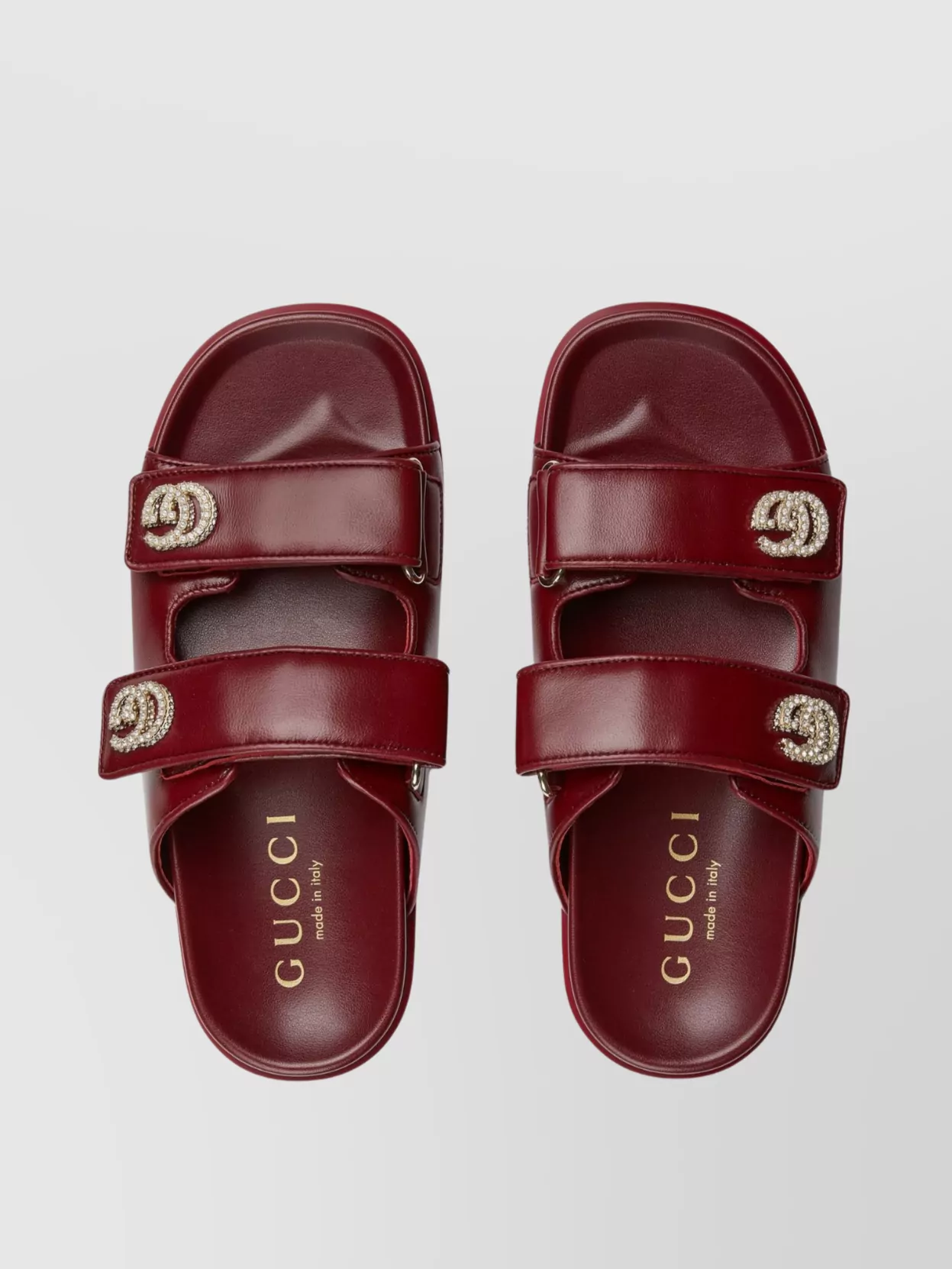 Gucci Crystal Double Strap Flat Sandals
