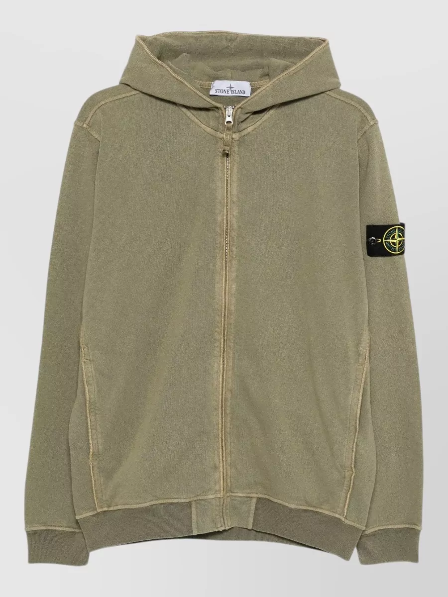 Stone Island Cotton Hooded Zip Sweatshirt