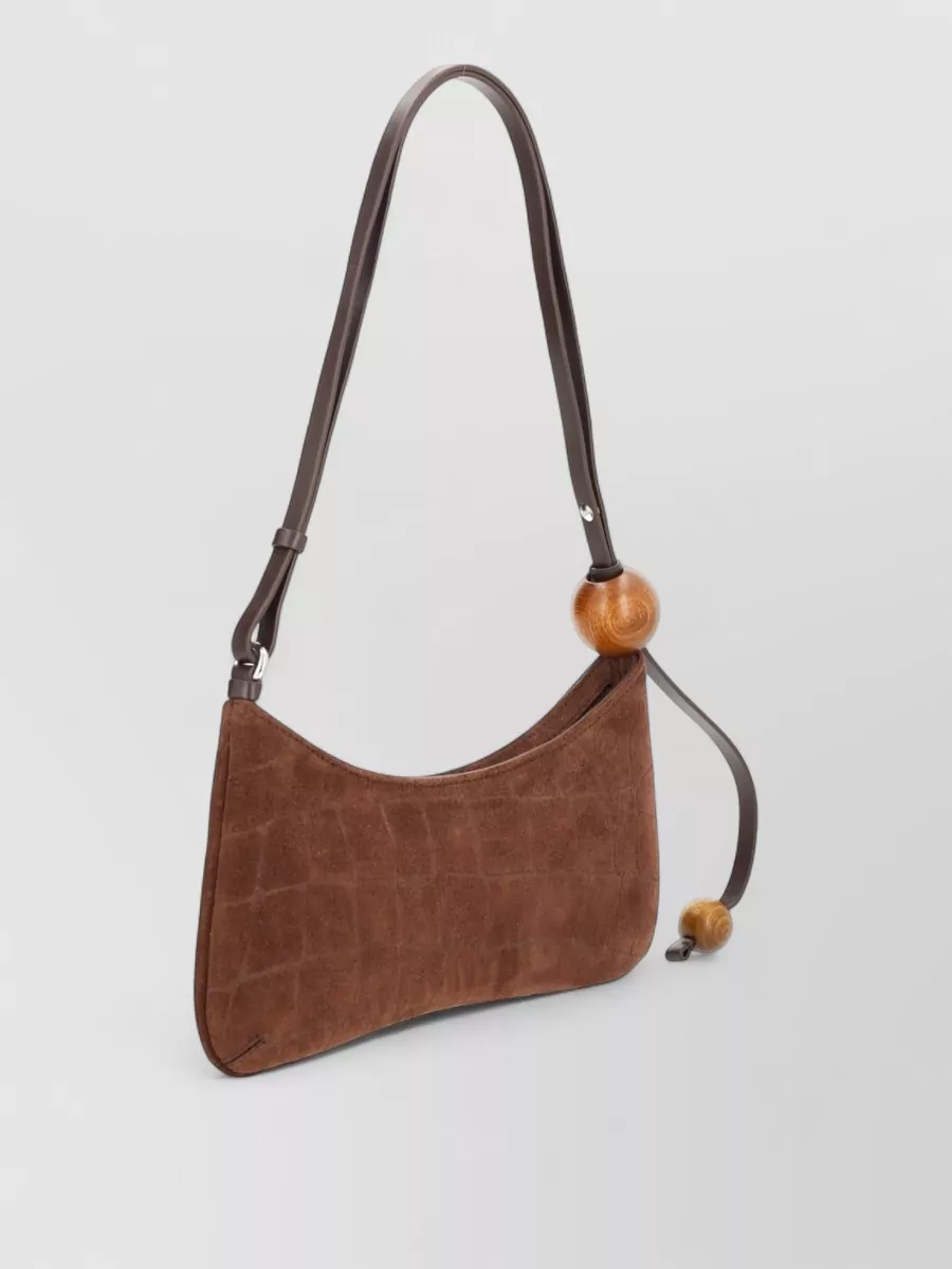 Jacquemus Bisou Pearls Crocodile Effect Shoulder Bag