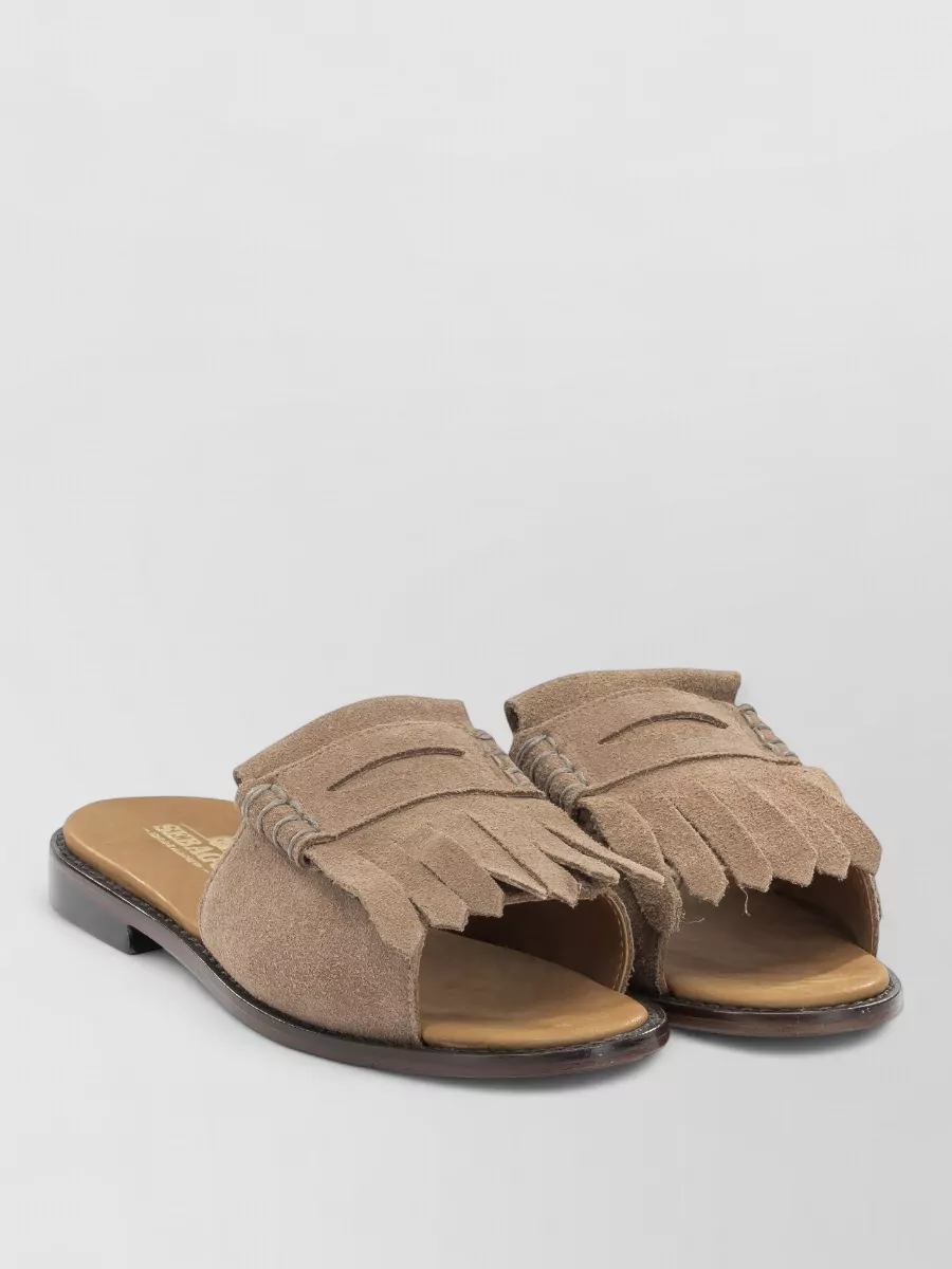 Sebago leather fringed slides