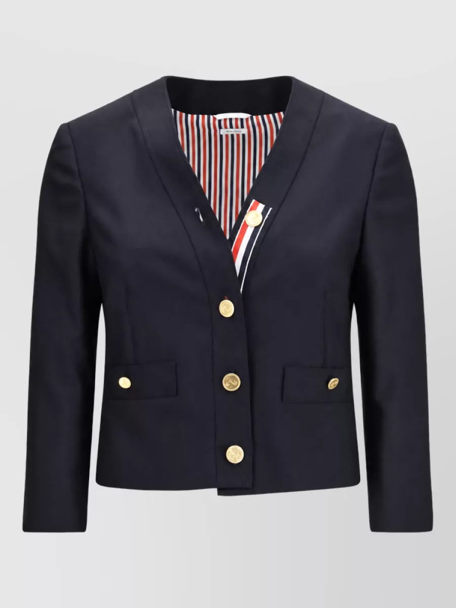 Thom Browne Merino wool v-neck hopsack suit jacket