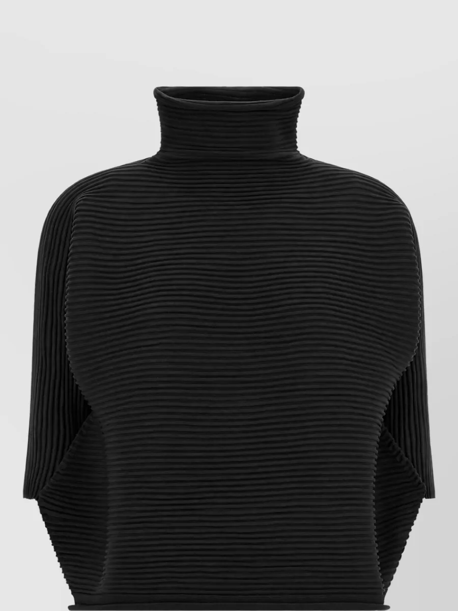Pleats Please Issey Miyake pleated high neck short sleeve top