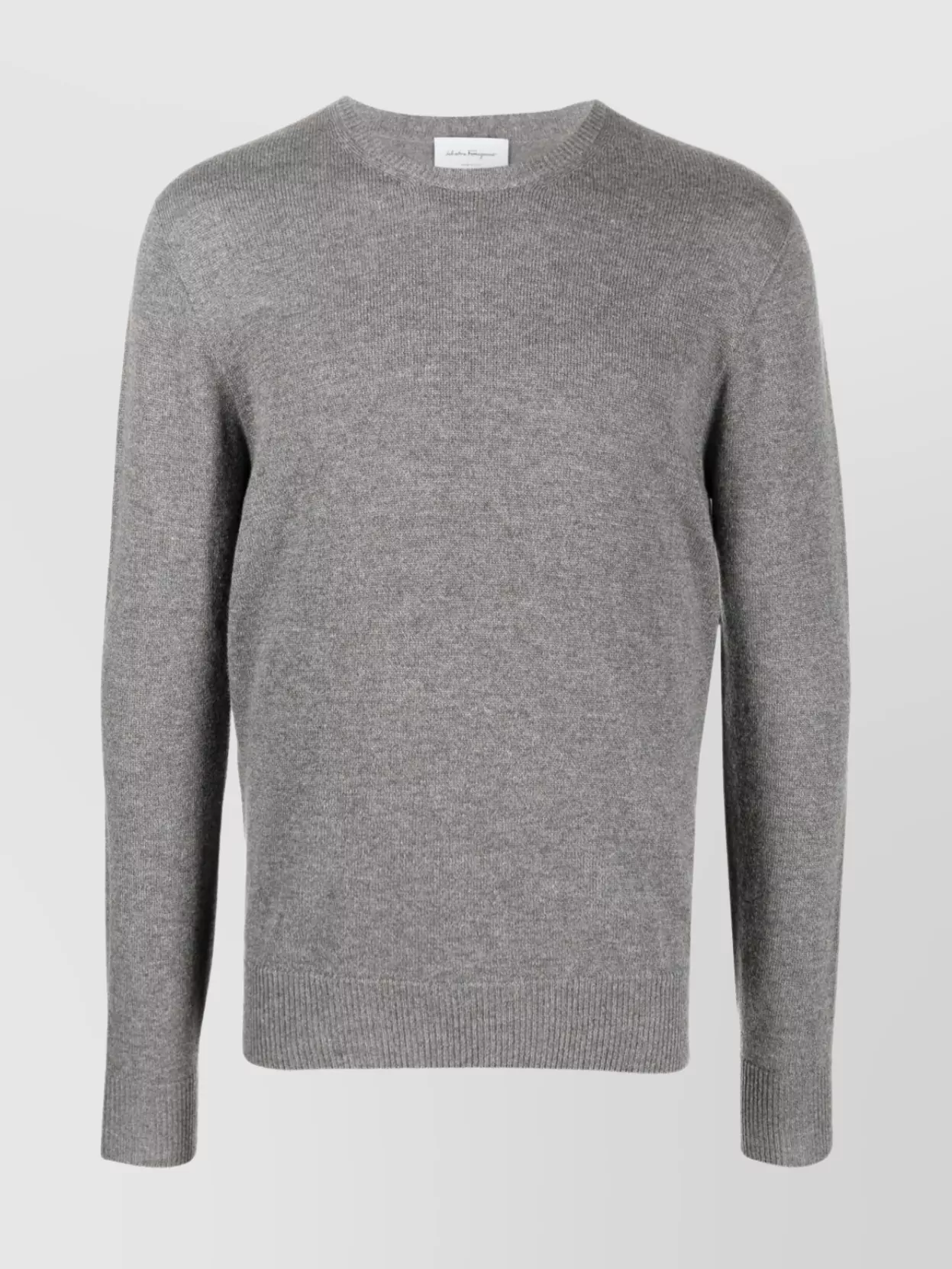 Shop Ferragamo Classic Ribbed Crewneck Sweater In Grey