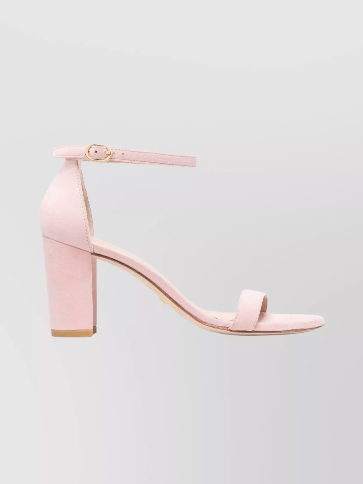Stuart Weitzman Block Heel Open Toe Suede Sandals In Pink
