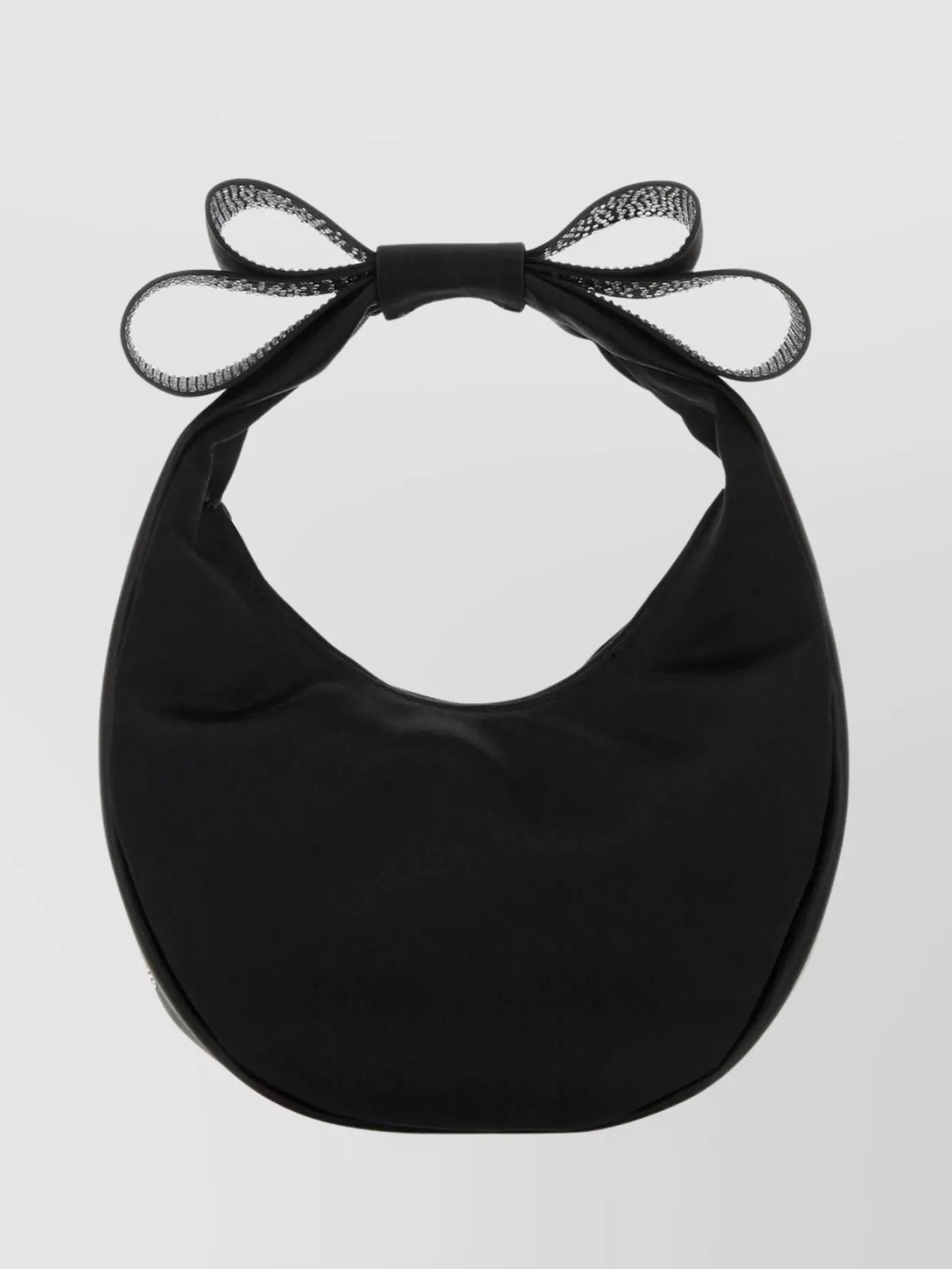 Mach & Mach Small Embellished Bow Satin Top-handle Bag In Black