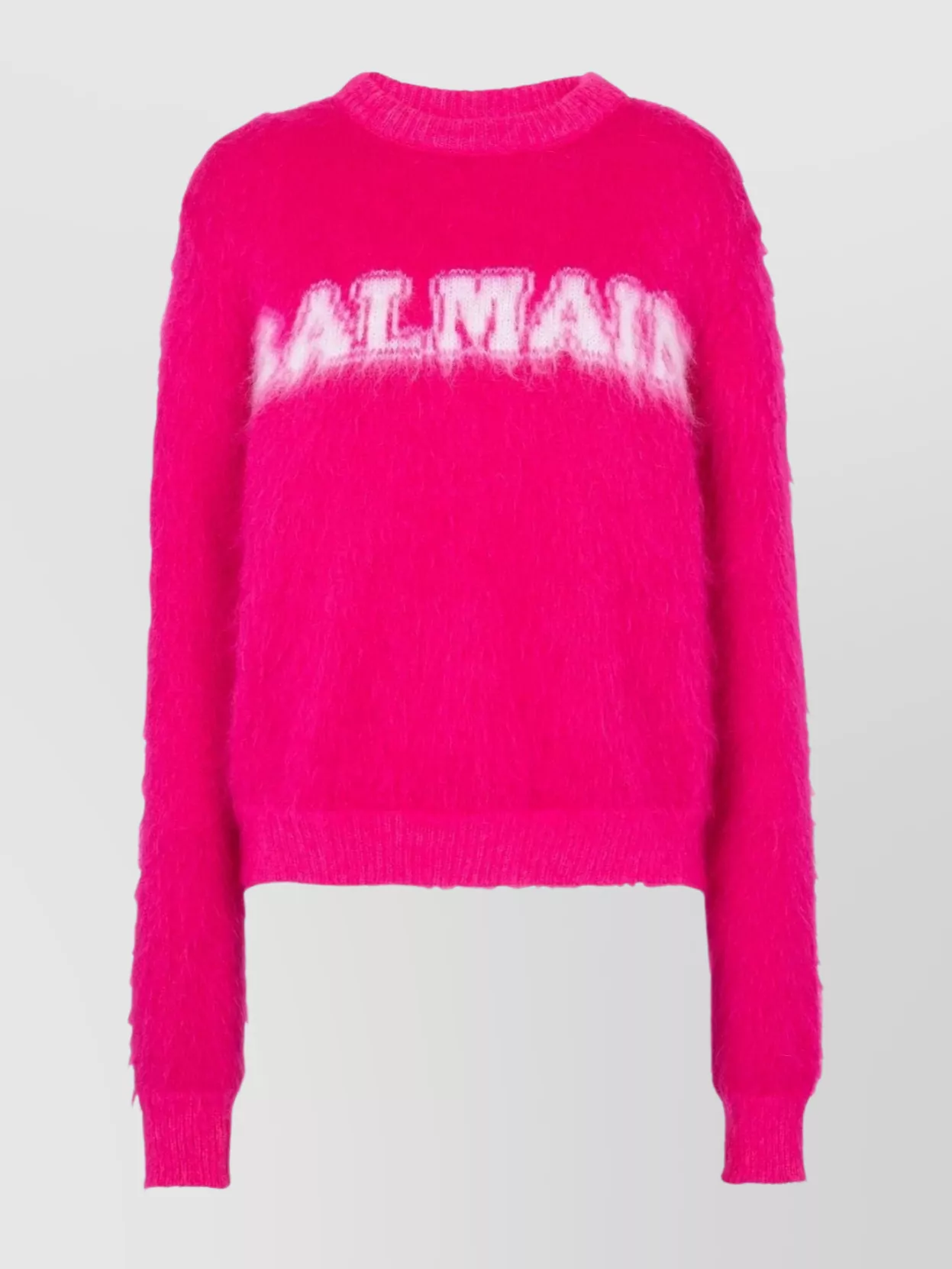 Shop Balmain Textured Oversized Knit Sweater With Ribbed Accents In Pink