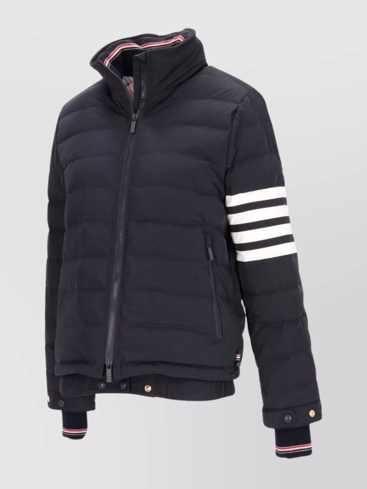 Thom Browne Padded Funnel Neck Ski Jacket With Striped Detail
