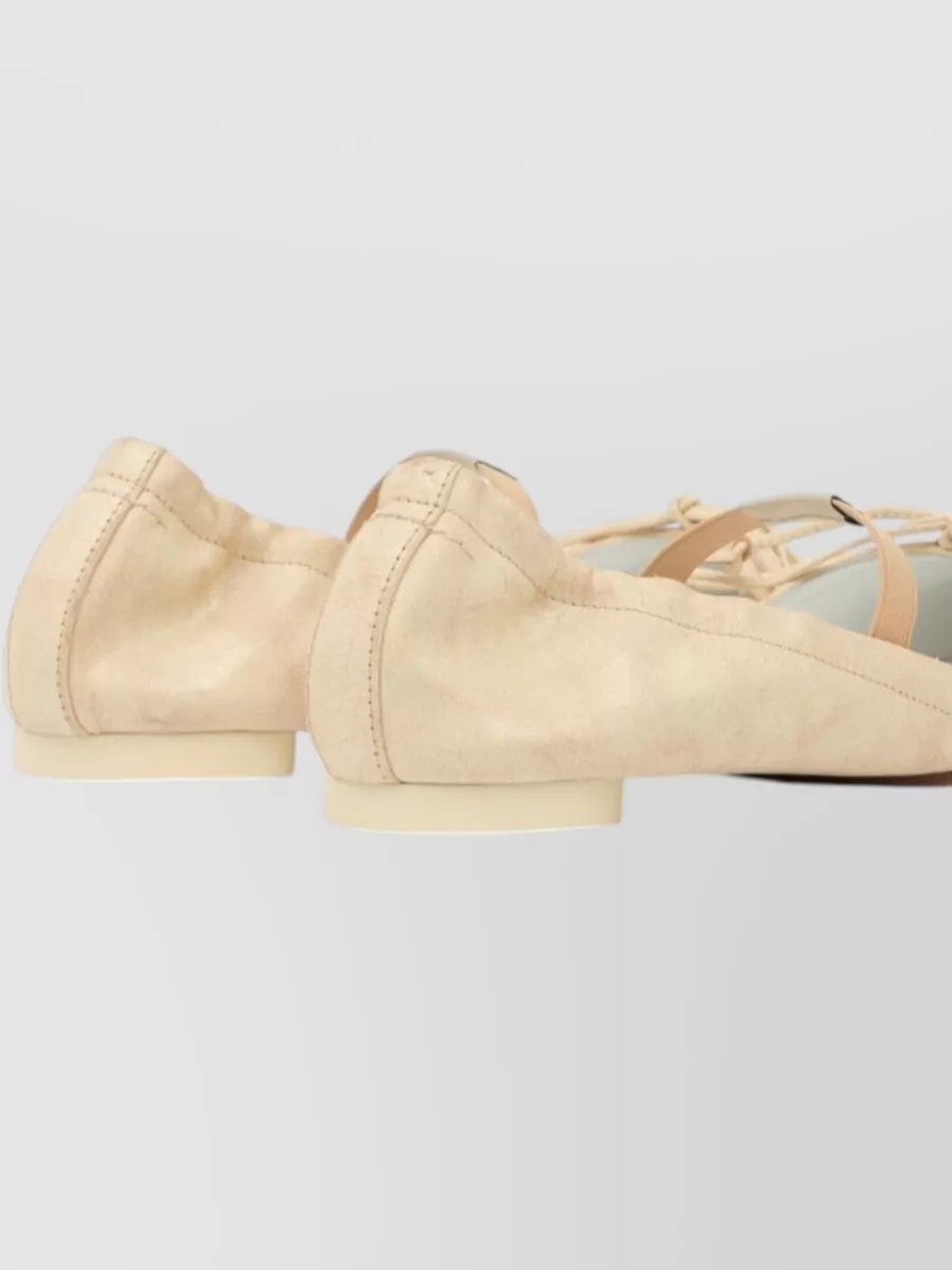 Mm6 Maison Margiela Leather Square Toe Ballet Flats