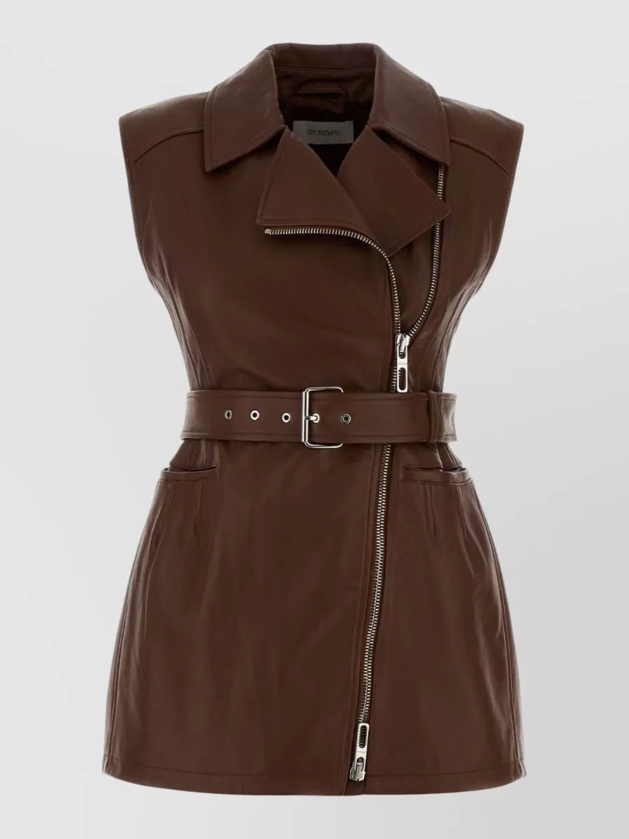 Sportmax lamb leather single-breasted coat