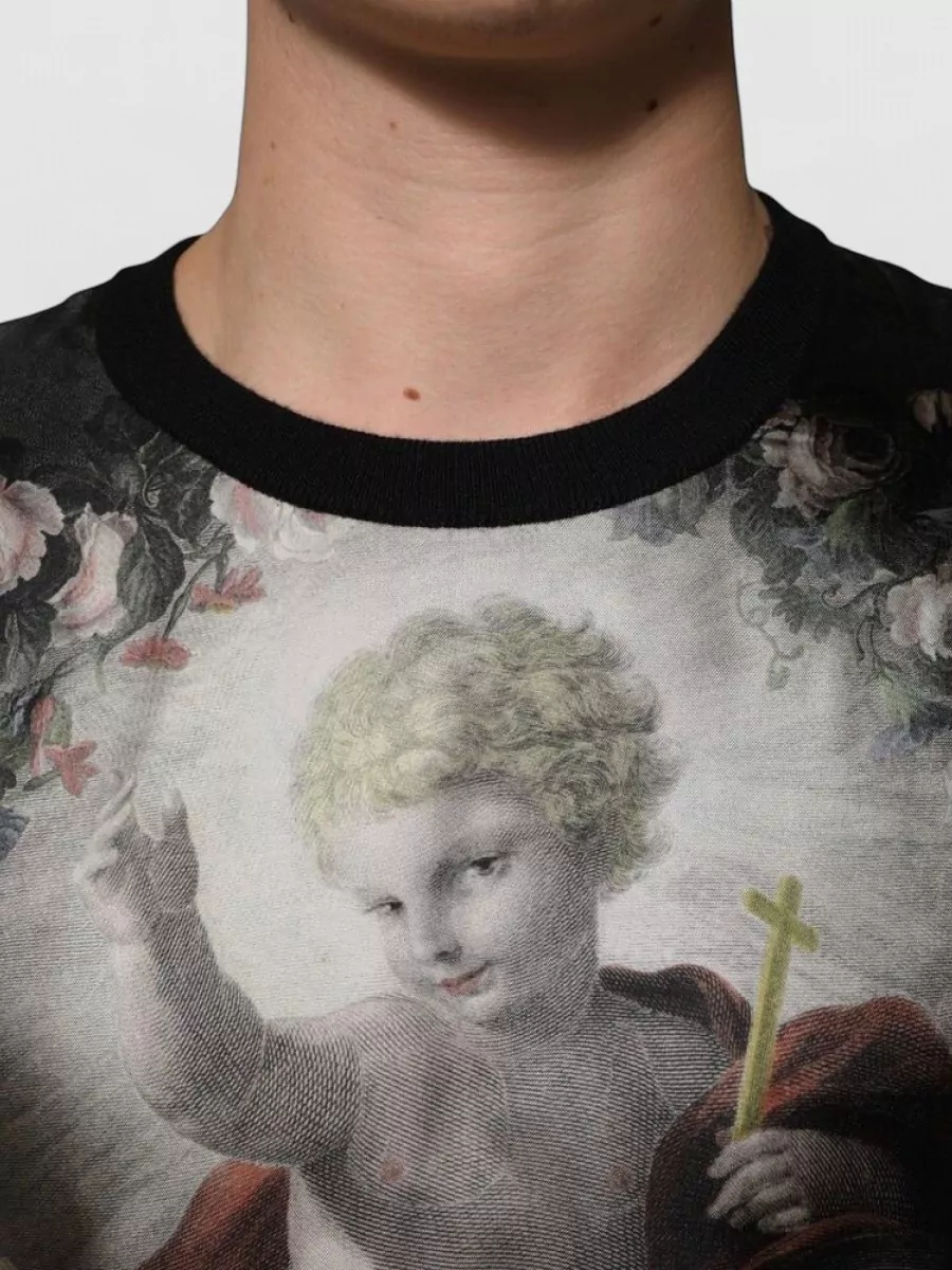 Dolce&Gabbana Floral Lace Short-Sleeve Jumper