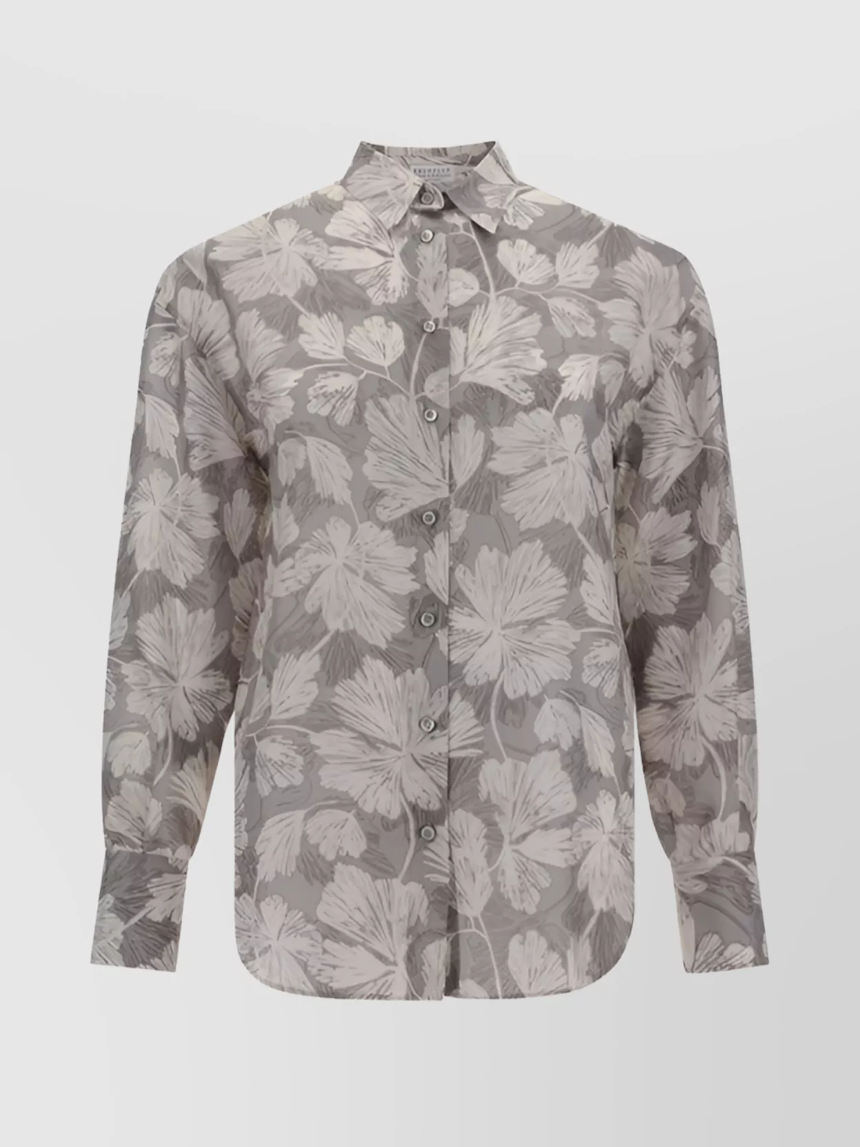 Shop Brunello Cucinelli Paisley Floral Pattern Silk Shirt