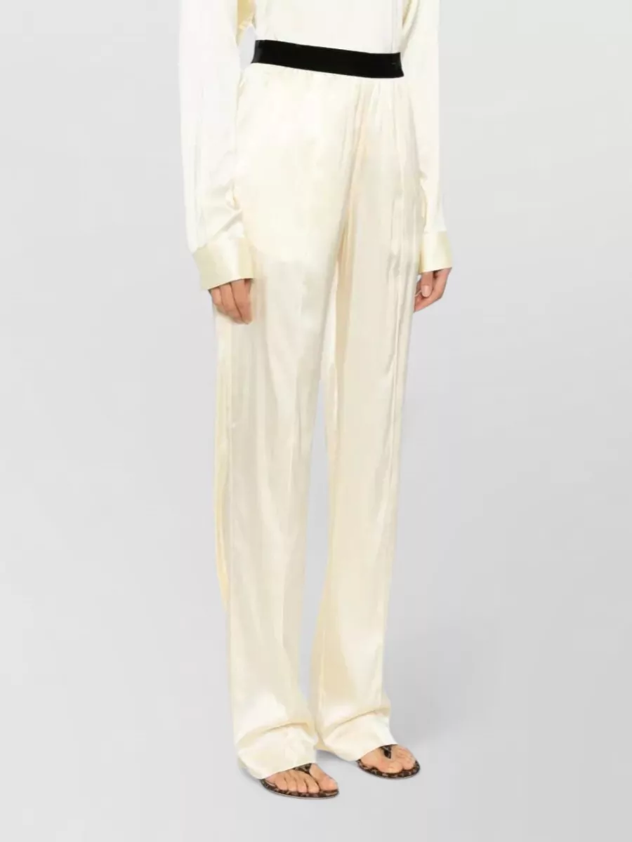 Tom Ford Satin Tailored Trousers Straight Leg Waistband