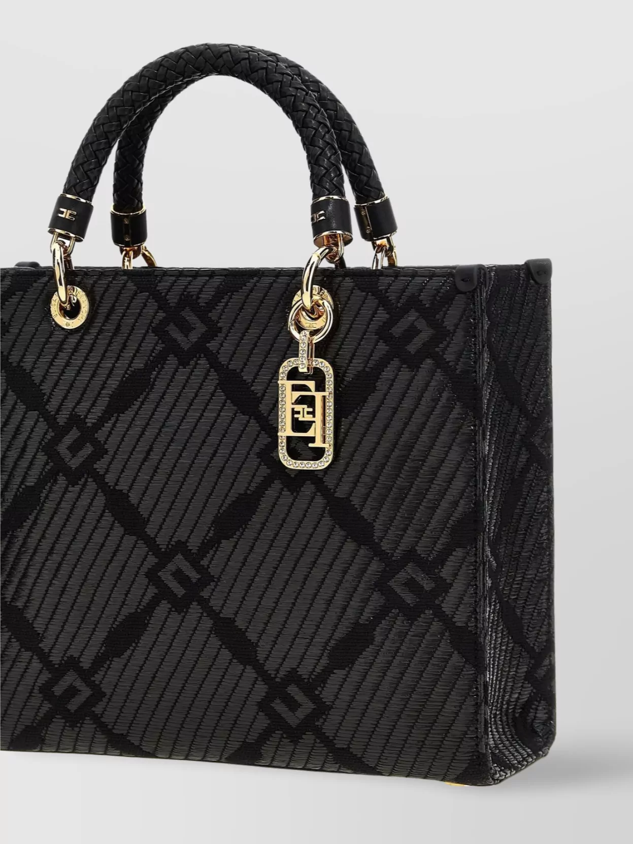 Shop Elisabetta Franchi Textured Finish Tote With Top Handle