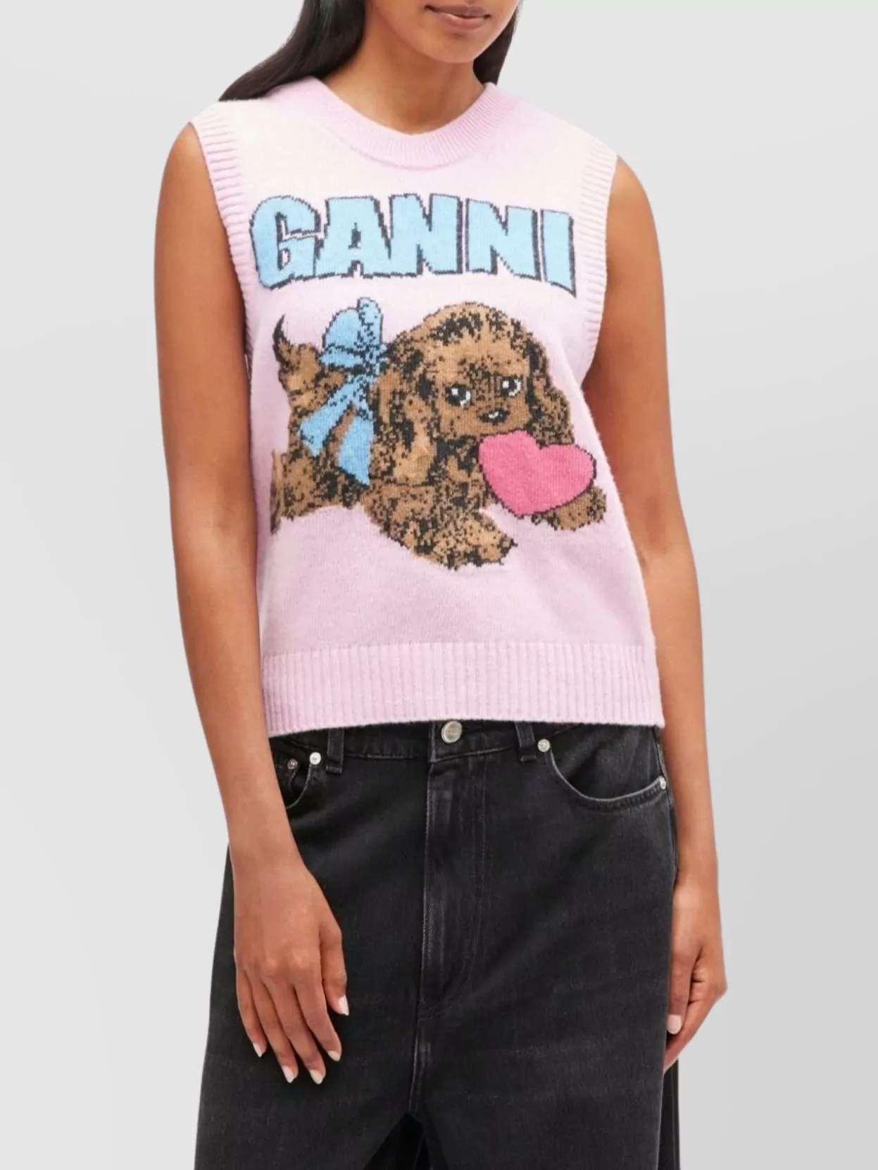 Ganni Dog Graphic Knit Vest