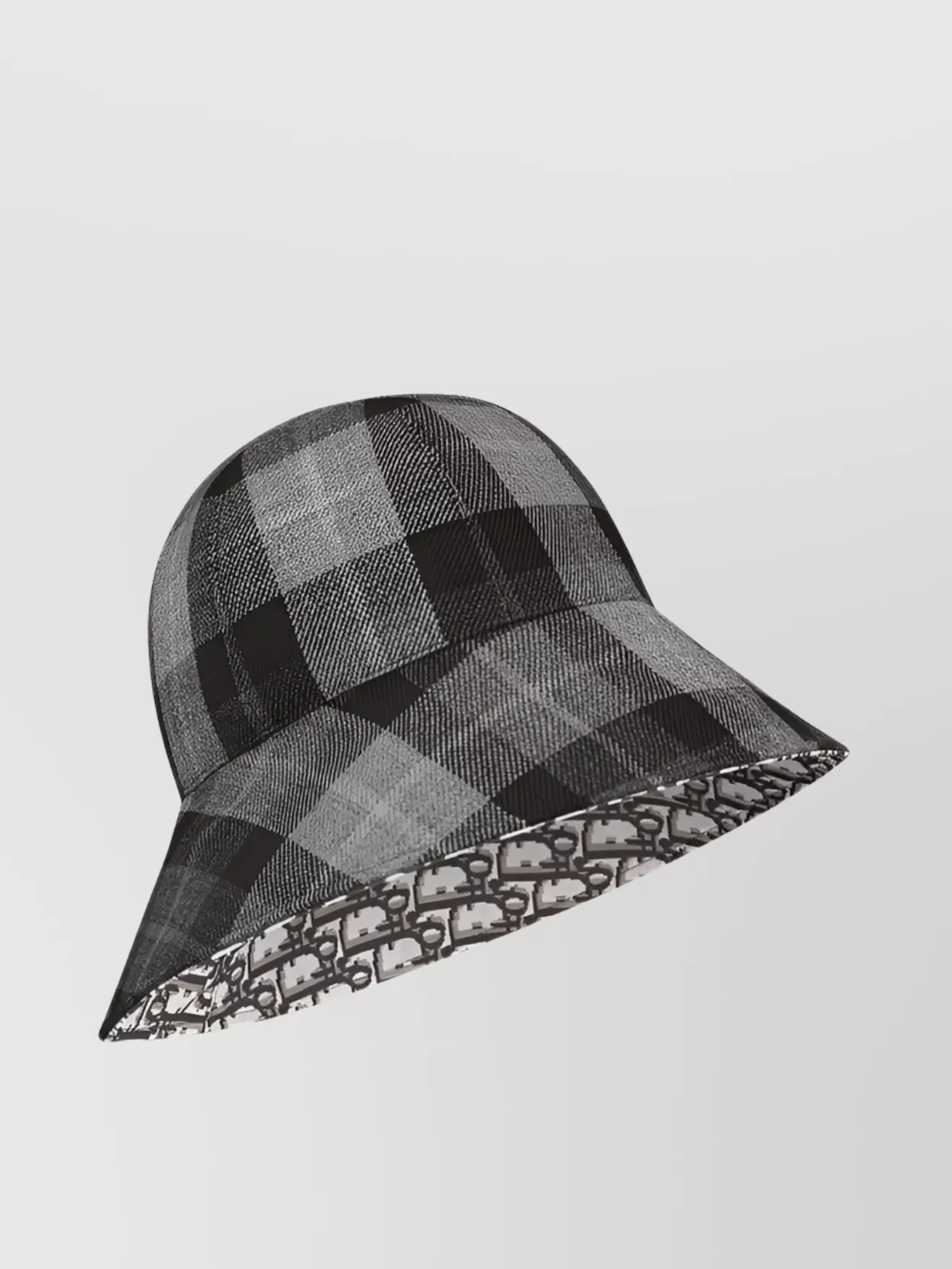 Christian Dior Wide Brim Checked Pattern Reversible Cap