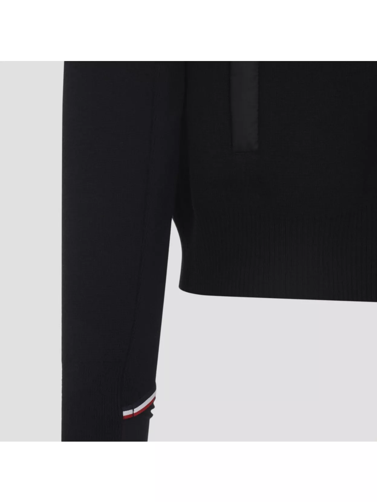 Moncler High Collar Long Sleeve Cardigan With Shoulder Detail In Black