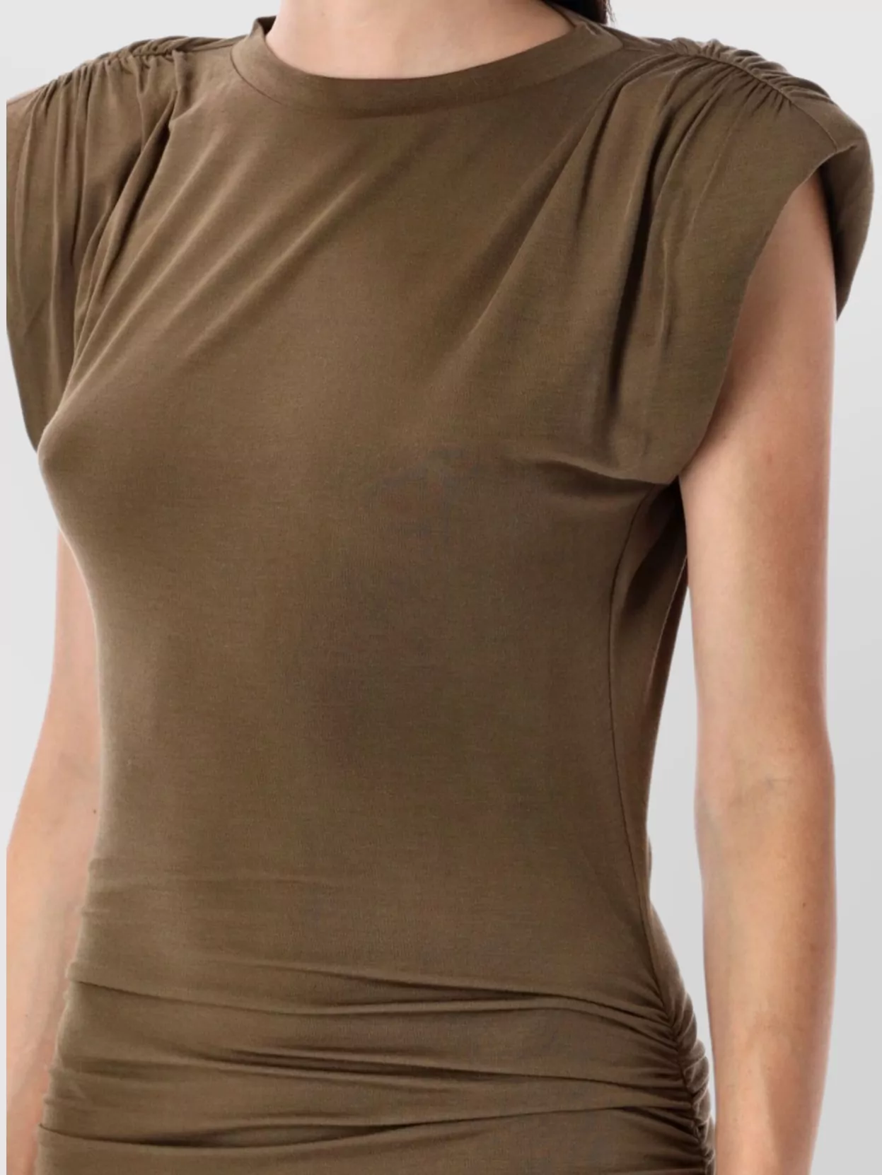 Isabel Marant Étoile Midi Dress With Cap Sleeves And Ruched Detailing In Brown