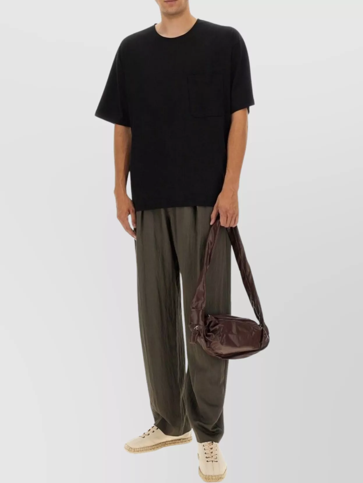 Lemaire Round Neck T-shirt With Short Sleeves And Chest Pocket In Black