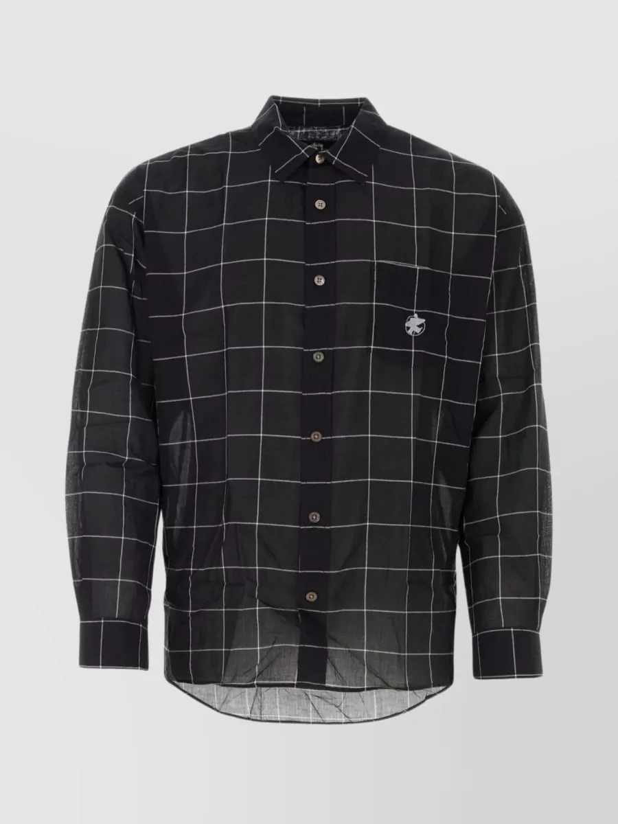 Shop Stussy Intricately Embroidered Cotton Shirt In Black