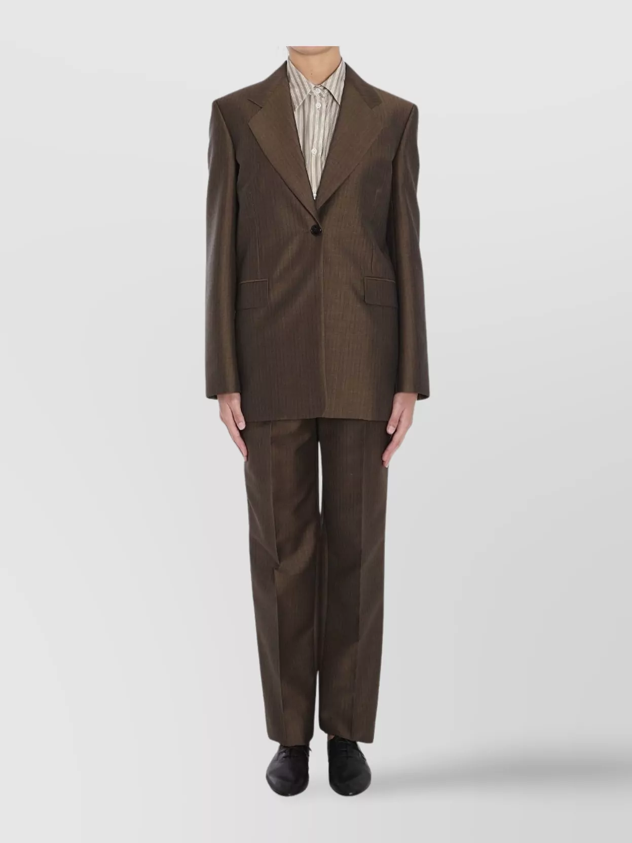 The Row Vermont Single-breasted Structured Jacket With Back Vent In Brown