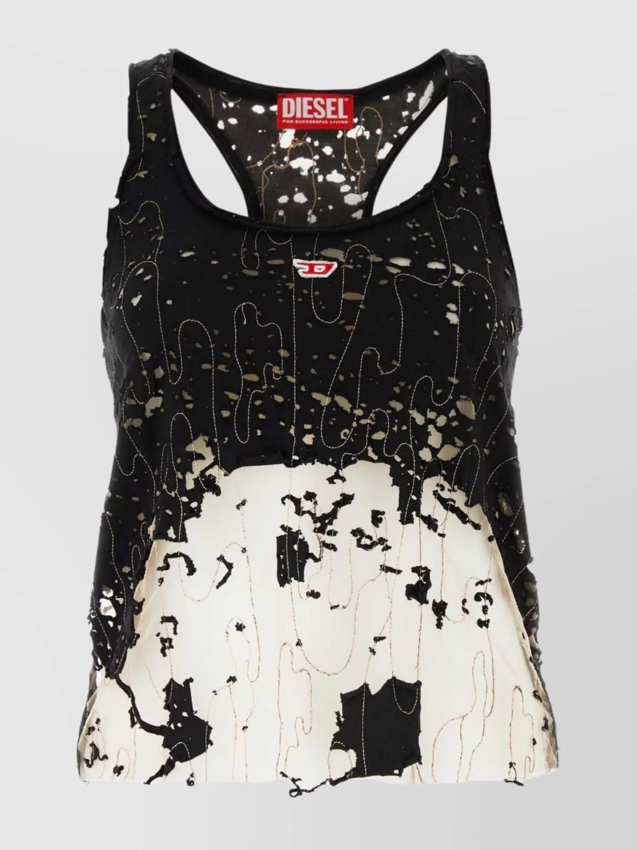 Shop Diesel Layered Scoop Neck Tank Top With Graphic Print
