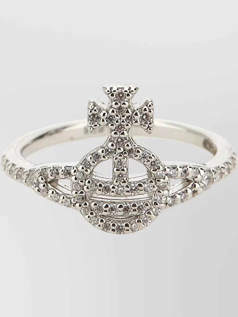 Vivienne Westwood Silver Crystal-Embellished Orb Ring