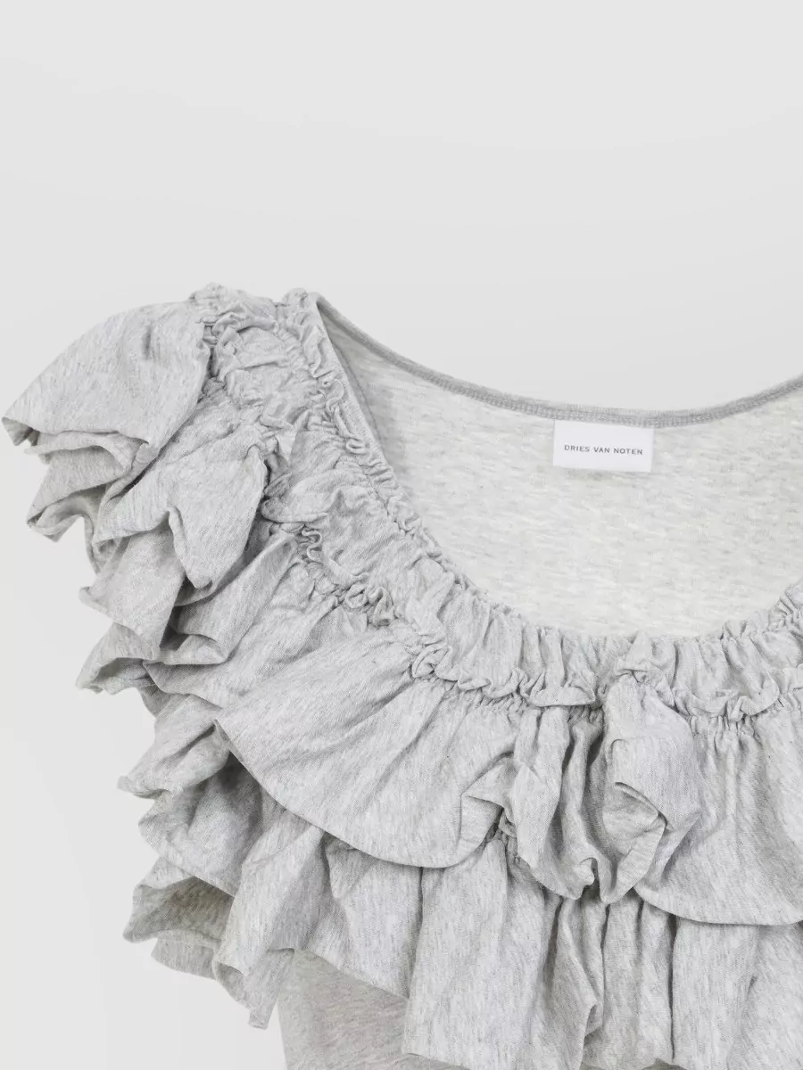 Dries Van Noten Cotton Ruffled Sleeveless Tank Top