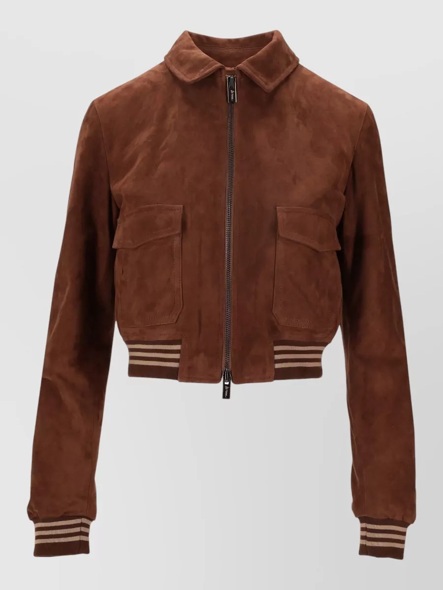 La Rose suede leather cropped jacket