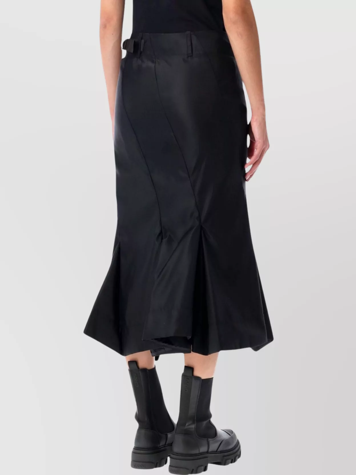Sacai Nylon Twill Midi Skirt With Diagonal Zip In Animal Print