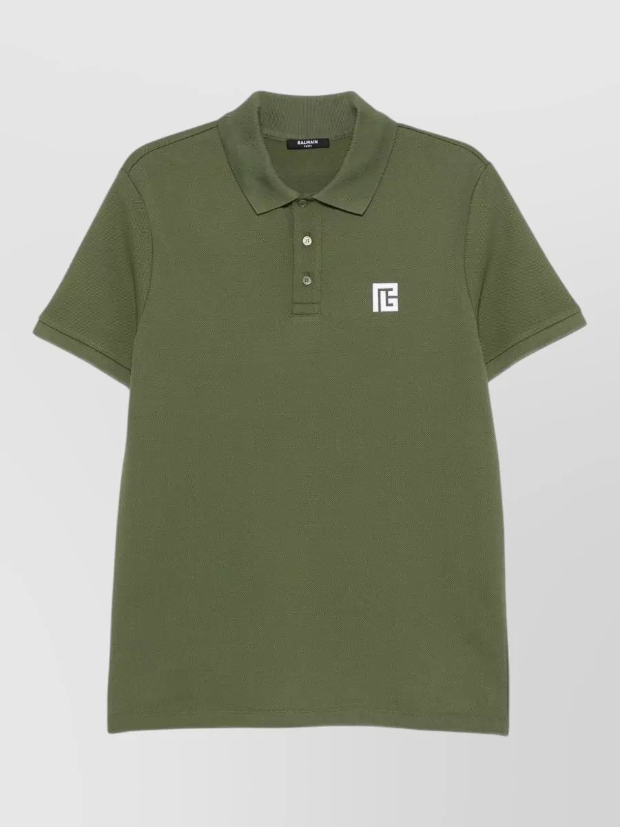 Balmain cotton piqué short-sleeve polo shirt