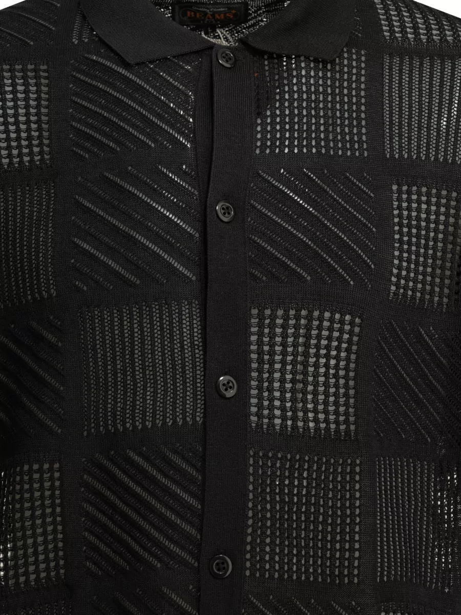 Beams Plus Textured Knit Polo Shirt