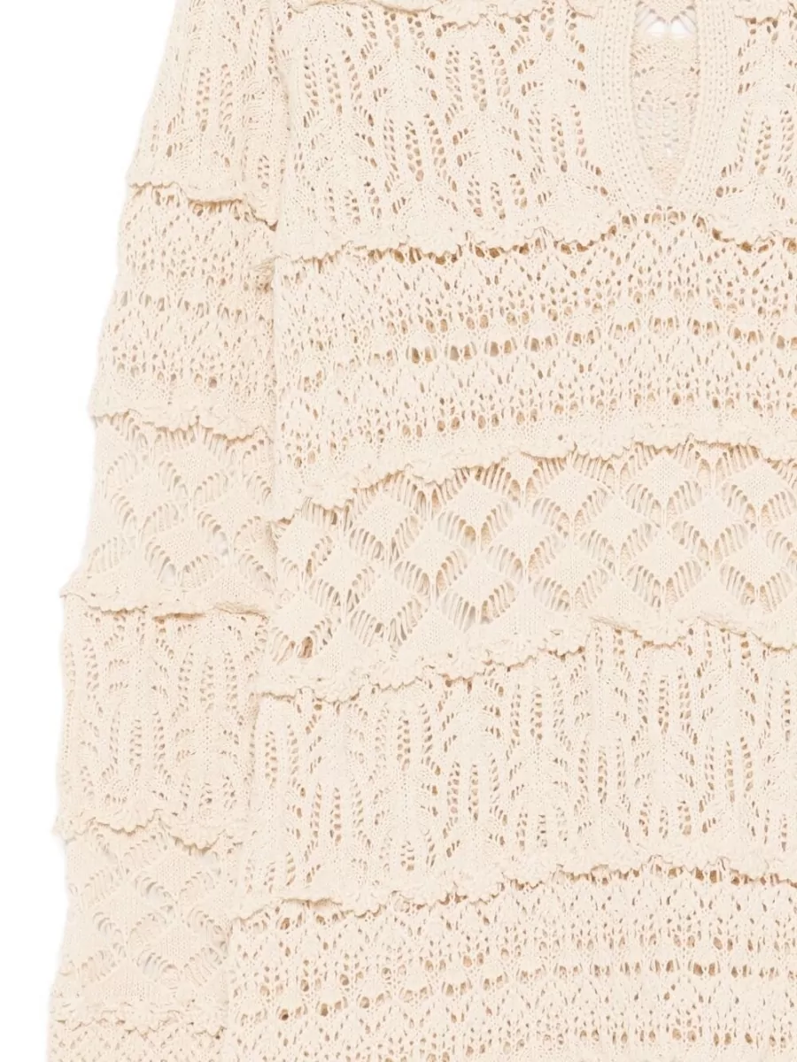 Semicouture Cotton Openwork Ruffled Mini Dress