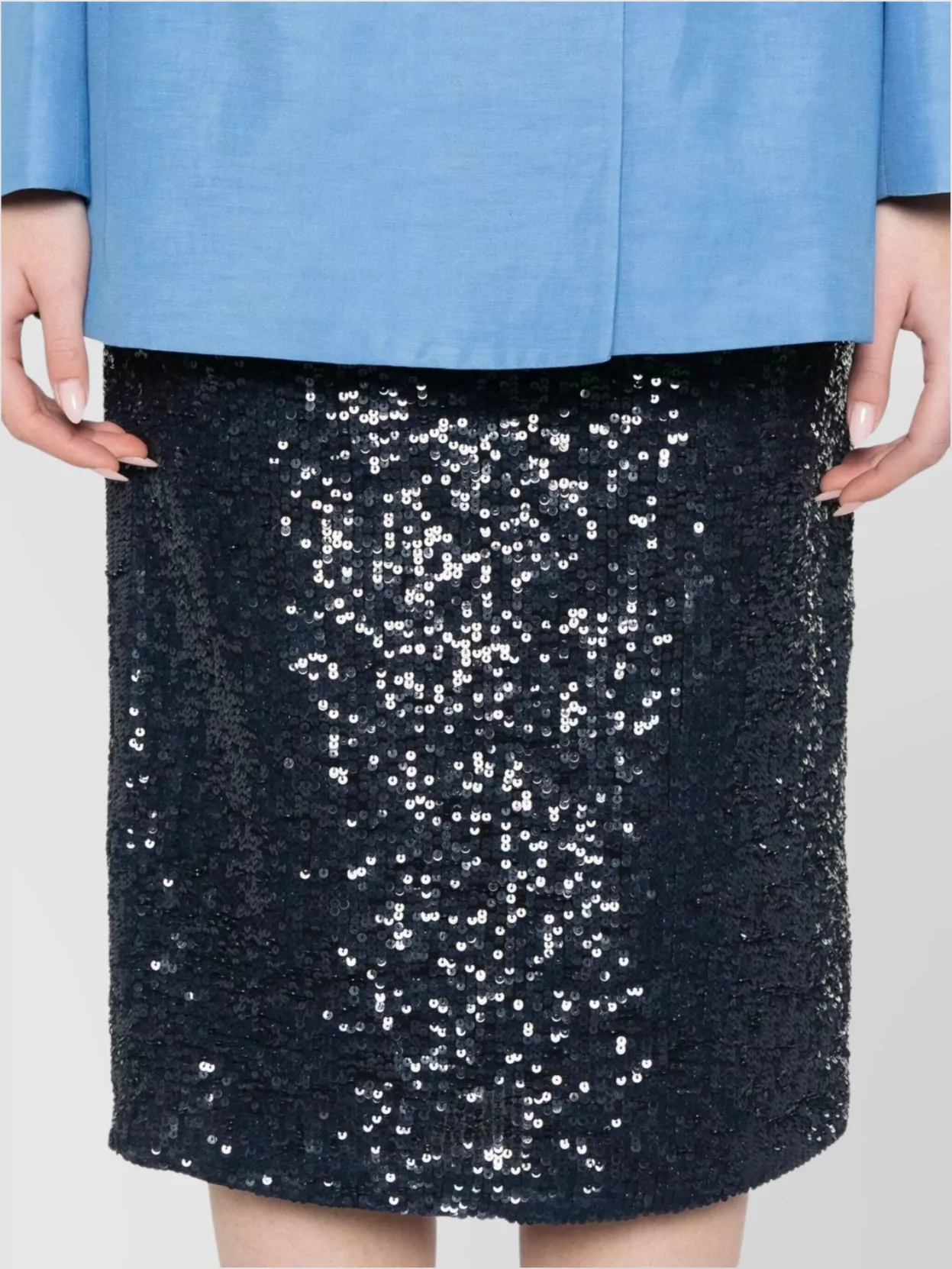 Parosh High-Waisted Knee-Length Sequin Skirt